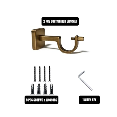 Colornest Curtain Rod Brackets for 1-Inch Curtain Pole | Premium Metal Curtain Holders, 35 Kg Load Capacity| Wall Mount Support Hardware - 2 pcs Antique Brass - Image 3