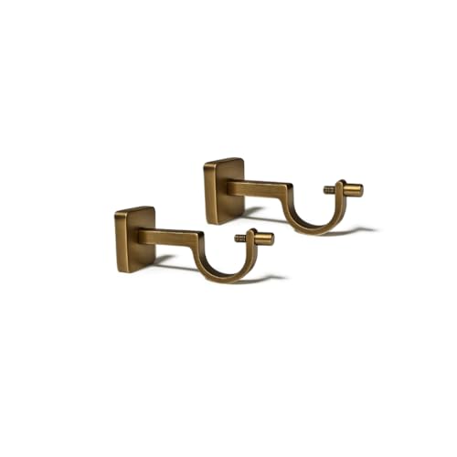 Colornest Curtain Rod Brackets for 1-Inch Curtain Pole | Premium Metal Curtain Holders, 35 Kg Load Capacity| Wall Mount Support Hardware - 2 pcs Antique Brass - Image 1