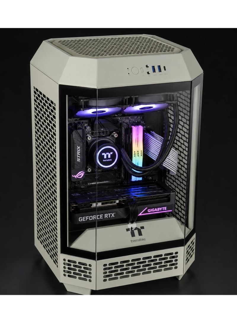 BLUMENIT AeroNex U5 Mini ITX Gaming PC – Core Ultra 5 225F, H810I WiFi ITX Motherboard, RTX 5060 8GB, 32GB DDR5 6400MHz RGB, 1TB NVMe SSD, 240mm Liquid Cooler, 650W PSU GREEN - Image 1