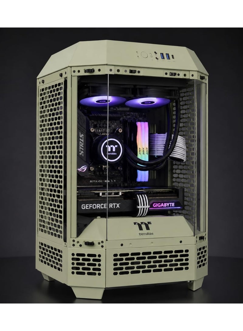 BLUMENIT AeroNex U5 Mini ITX Gaming PC – Core Ultra 5 225F, H810I WiFi ITX Motherboard, RTX 5060 8GB, 32GB DDR5 6400MHz RGB, 1TB NVMe SSD, 240mm Liquid Cooler, 650W PSU GREEN - Image 2