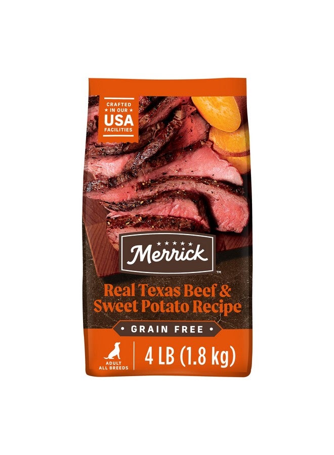 ميريك طعام ميريك الممتاز للكلاب البالغة، جاف وخالٍ من الحبوب، صحي وطبيعي، مصنوع من لحم البقر تكساس الأصلي والبطاطا الحلوة - كيس 4.0 رطل - Image 1