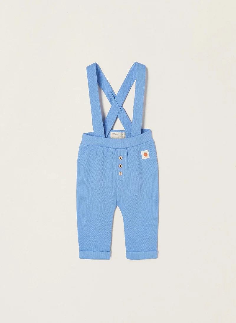 زيبي Cotton Ribbed Trousers with Straps for Newborn Baby Boys