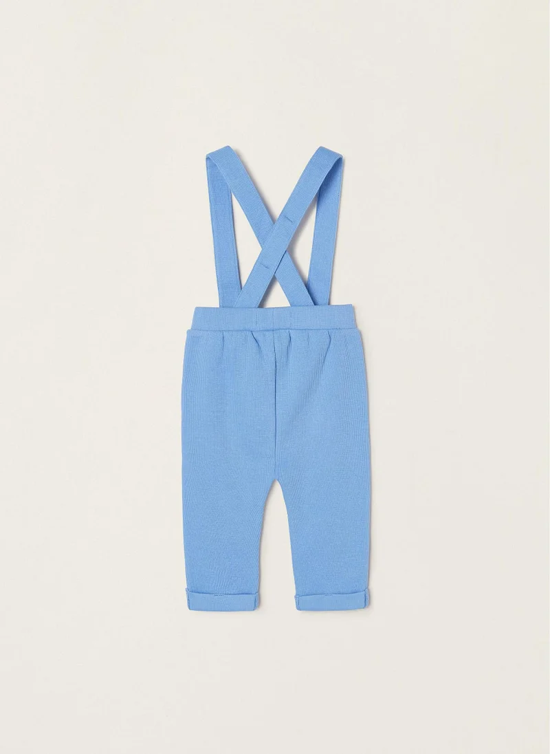 زيبي Cotton Ribbed Trousers with Straps for Newborn Baby Boys