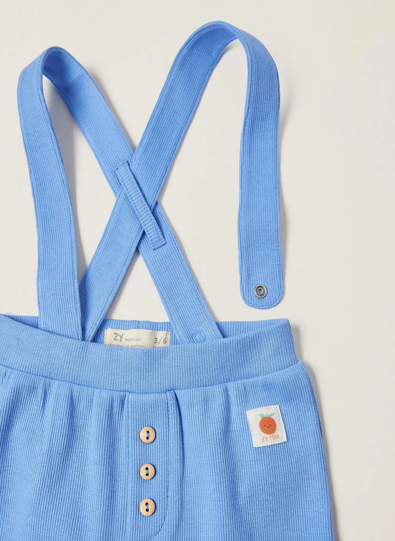 Zippy Cotton Ribbed Trousers with Straps for Newborn Baby Boys