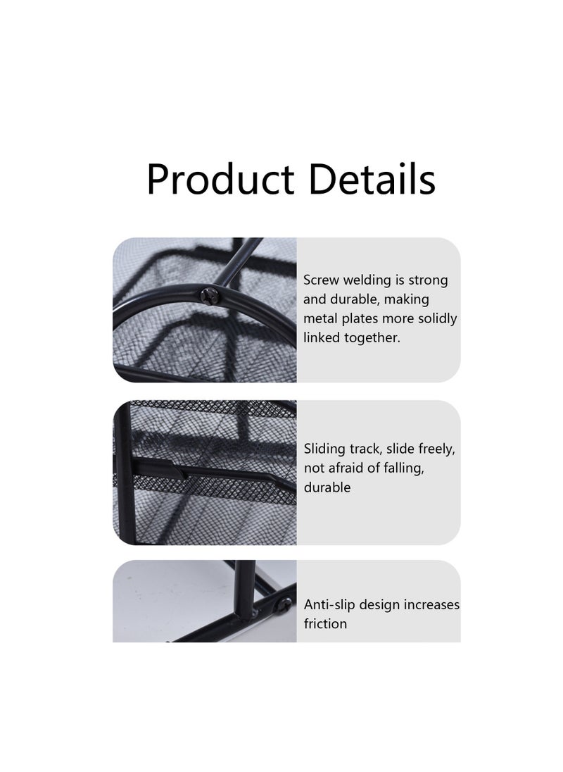 Rightsure tech 5-Tier Document Tray,Letter Tray Desk Organizer, Mesh Tray, Document, Letter, Office Paper Organizer, Black (5 Shelves Silver)  - Image 4