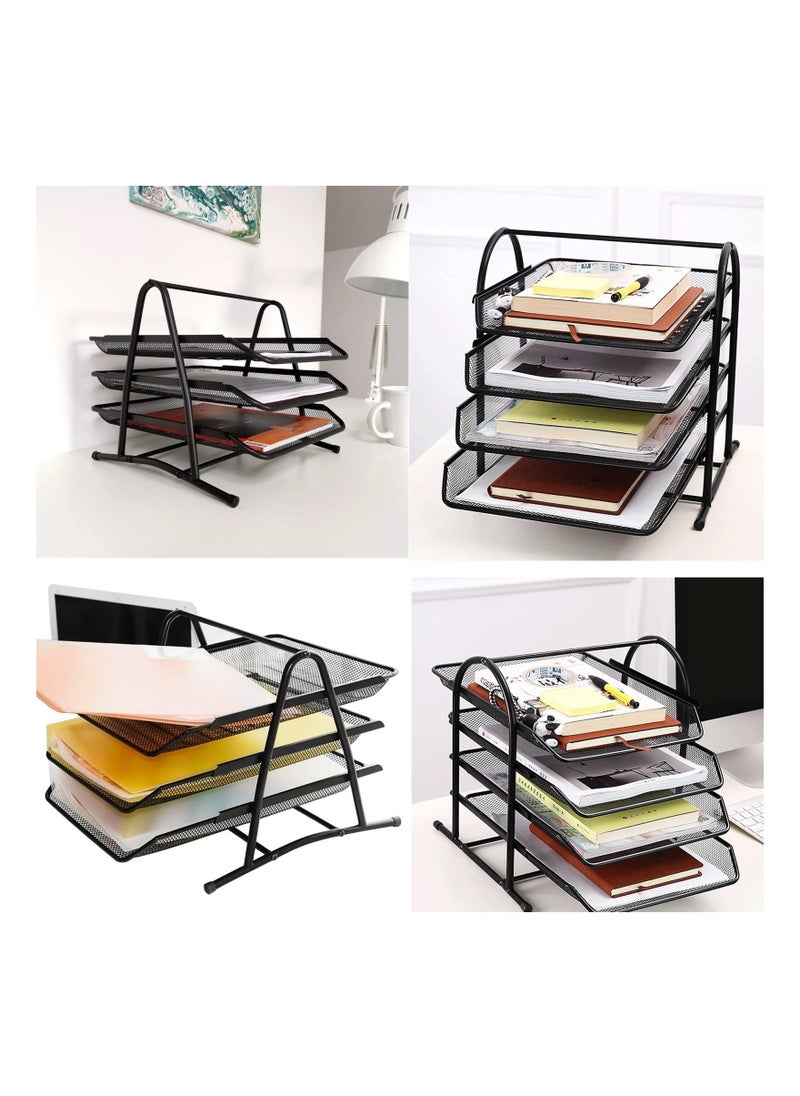 Rightsure tech 5-Tier Document Tray,Letter Tray Desk Organizer, Mesh Tray, Document, Letter, Office Paper Organizer, Black (5 Shelves Silver)  - Image 5