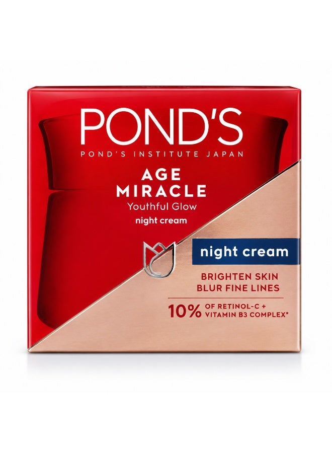 بوندس كريم الليل بوندز Age Miracle Youthful Glow بحجم 50 جم، كريم مضاد لعلامات التقدم في السن مع ريتينول C ومركب فيتامين B3 وحمض الهيالورونيك، لترطيب البشرة وتحسين مظهر الخطوط الدقيقة وإشراقة البشرة - Image 1
