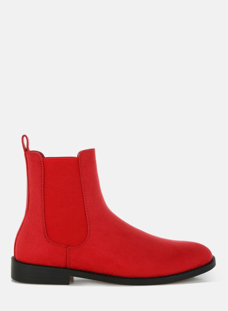 London Rag Women's Low Block Heel Chelsea Boots In Red