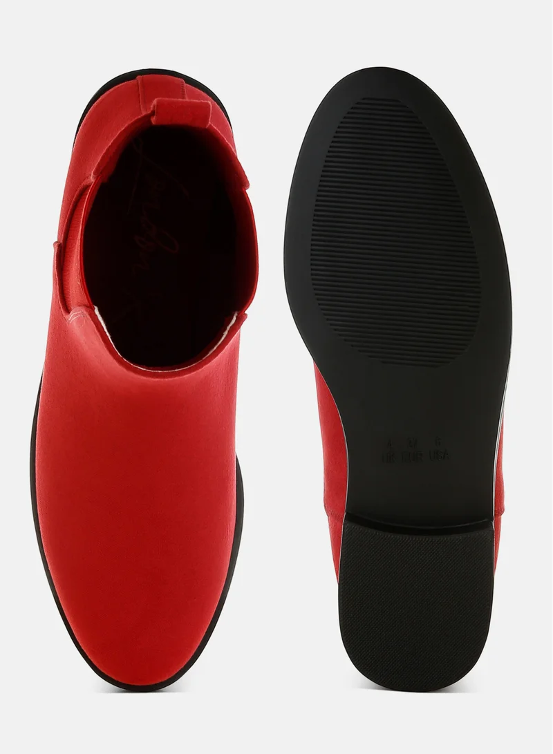 London Rag red London Rag Women's Low Block Heel Chelsea Boots In Red for Women | Best Price UAE