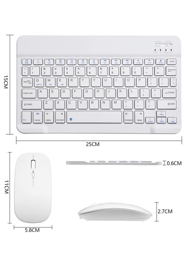 ELTRAZONE - Ultra-Slim Bluetooth Keyboard and Mouse Combo Rechargeable Portable Wireless Keyboard Mouse Set for Apple iPad iPhone iOS 13 and Above Samsung Tablet Phone Smartphone Android Windows (White - Image 1