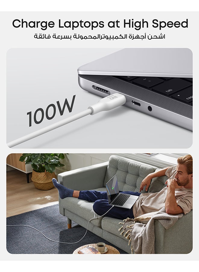 كابل 543 USB C إلى USB C (100 واط 6 أقدام)، كابل شحن USB 2.0 حيوي لأجهزة MacBook Pro 2020 وiPad Pro 2020 وiPad Air 4 وSamsung Galaxy S21 والمزيد - Image 3