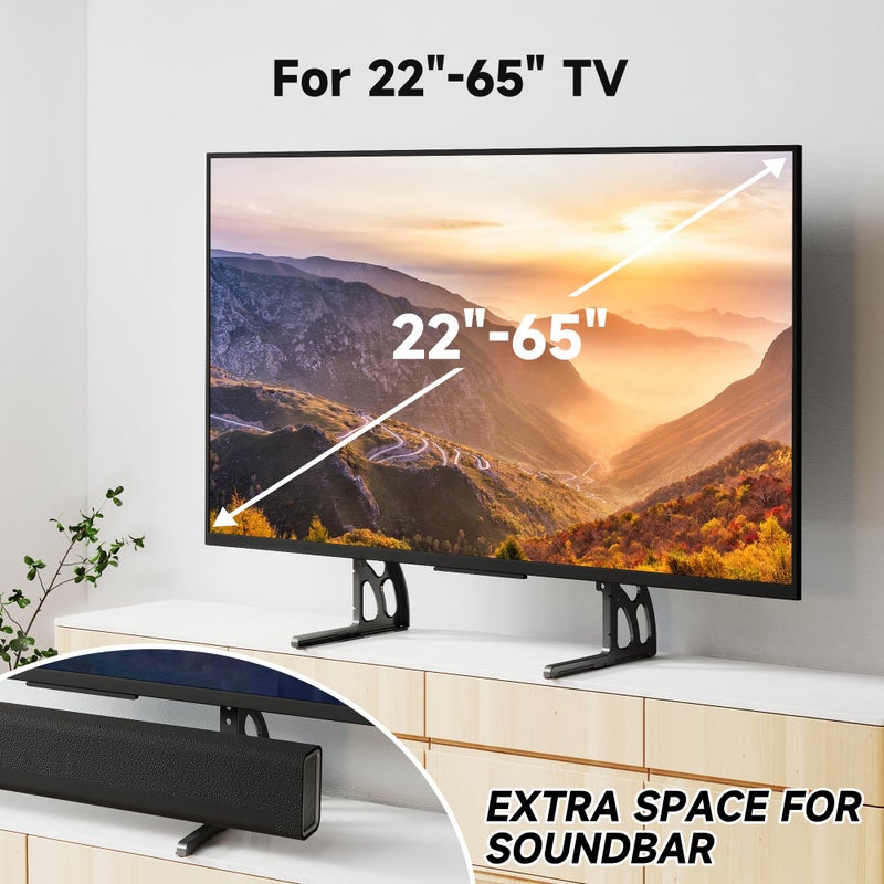 XINLEI Universal Table Top TV Stand for Most 22 to 65 inch LCD LED Plasma Flat Screen TVs, Height Adjustable Leg TV Replacement Stand, Max VESA 800x500mm, Support up to 120lbs ML1760E - Image 2