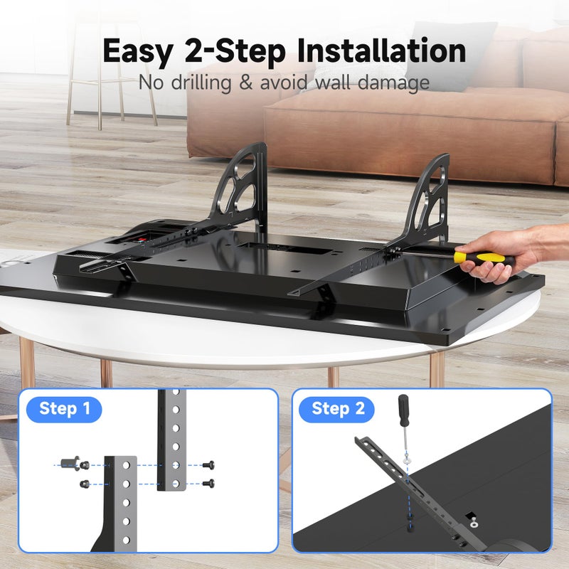XINLEI Universal Table Top TV Stand for Most 22 to 65 inch LCD LED Plasma Flat Screen TVs, Height Adjustable Leg TV Replacement Stand, Max VESA 800x500mm, Support up to 120lbs ML1760E - Image 3