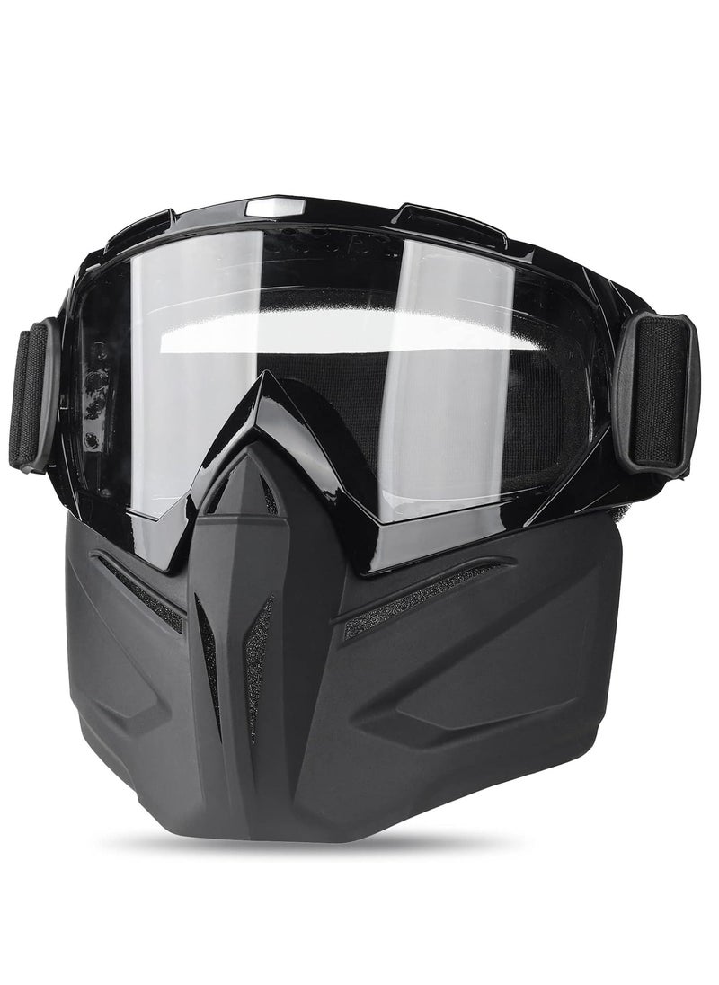 RATSAW Motorcycle Goggles Detachable Face Mask Airsoft Mask Full Face Protective Gear Compatible with Helmet for Men Women Kids Youth Detachable Clear Goggles for Motorcycle ATV Dirt Bike  - Image 1