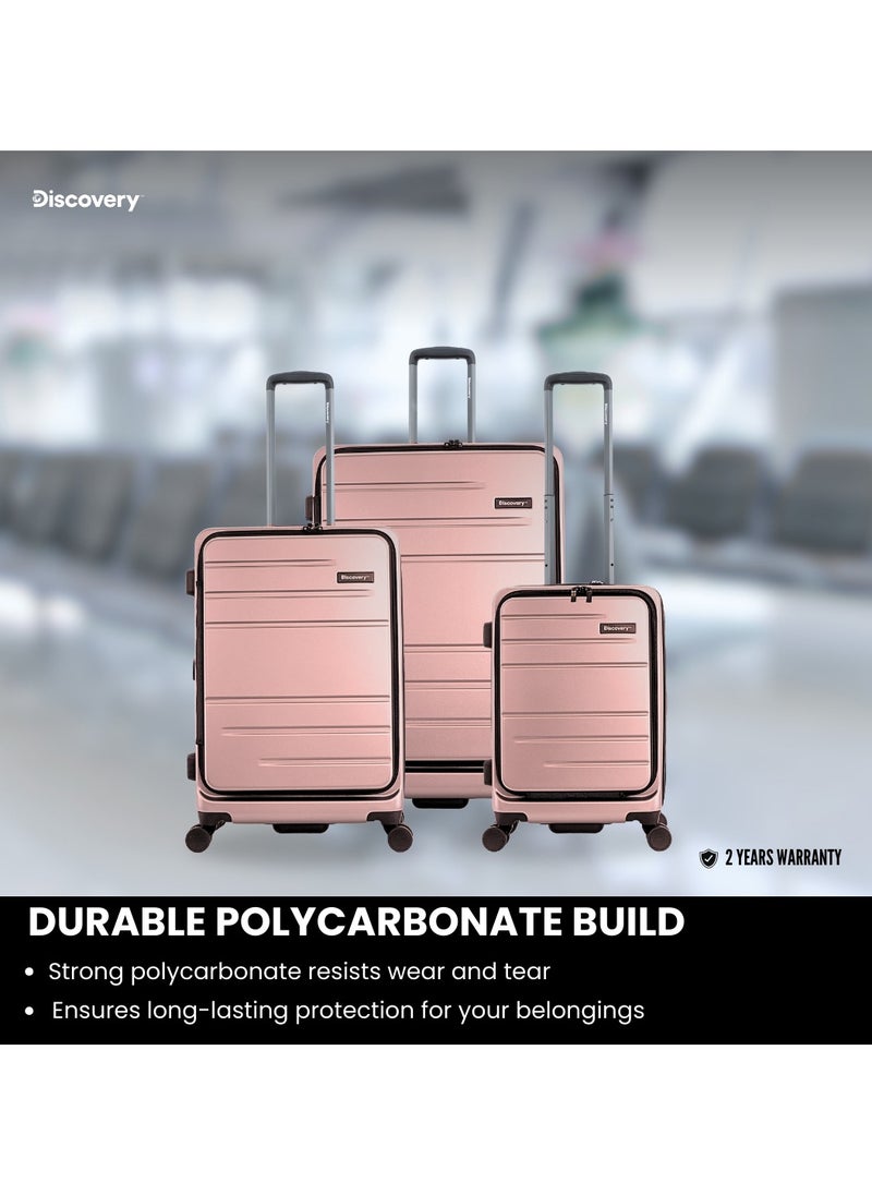 Discovery Patrol Hardside  20" Carry-On Small Cabin Business Travel Suitcase/ Front Open Laptop Compartment, 100% PC Lightweight Hard Shell Luggage, 4 Double Wheel, TSA Lock Trolley Bag Pink. - pzsku/Z2D1AC9D935C1AE872DA0Z/45/_/1727697213/13bcb3e4-a369-4bca-912f-9a6da116048d