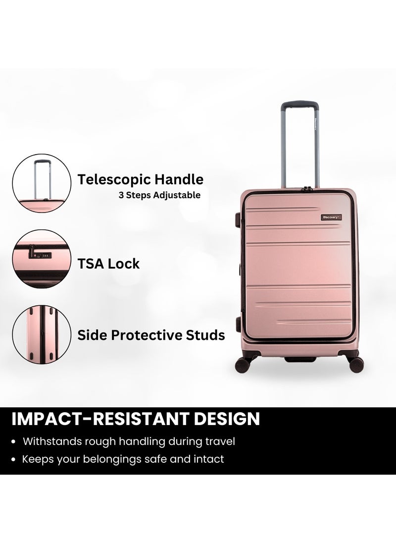 Discovery Patrol Hardside  20" Carry-On Small Cabin Business Travel Suitcase/ Front Open Laptop Compartment, 100% PC Lightweight Hard Shell Luggage, 4 Double Wheel, TSA Lock Trolley Bag Pink. - pzsku/Z2D1AC9D935C1AE872DA0Z/45/_/1727697229/bc2f5663-9acd-4e1b-8a6a-1c31c6877a4f