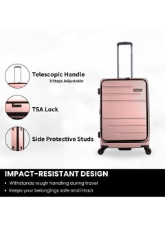 Discovery Discovery Patrol Hardside  20" Carry-On Small Cabin Business Travel Suitcase/ Front Open Laptop Compartment, 100% PC Lightweight Hard Shell Luggage, 4 Double Wheel, TSA Lock Trolley Bag Pink.  - Image 4