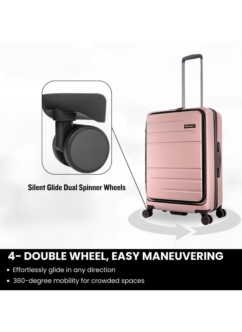 Discovery Patrol Hardside  20" Carry-On Small Cabin Business Travel Suitcase/ Front Open Laptop Compartment, 100% PC Lightweight Hard Shell Luggage, 4 Double Wheel, TSA Lock Trolley Bag Pink. - pzsku/Z2D1AC9D935C1AE872DA0Z/45/_/1727697249/c81ff701-e73f-45a2-9b32-de8e63582d32