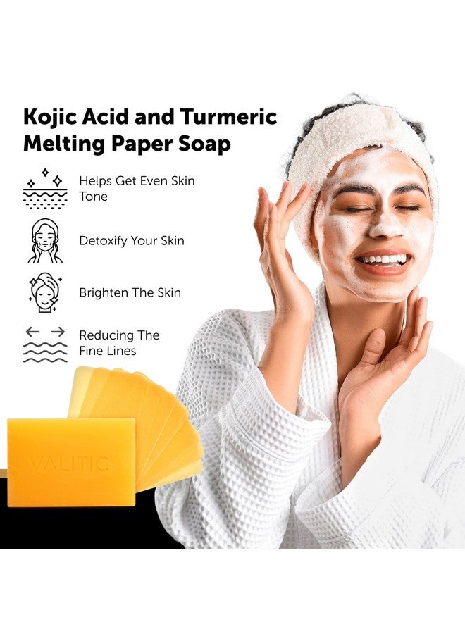 VALITIC Kojic Acid and Turmeric Dark Spot Corrector Soap - Skin Care Cleansing Duo - 2 Soap Bars and 200 Melting Paper Sheets - Infused with Vitamin C, Retinol and Collagen - Image 2