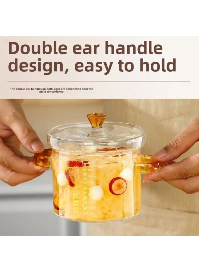 High Temperature Resistant Glass Stew Pot Steamed Egg Bowl Lead-free High Borosilicate Glass Tableware Household Baby Baby Special Double Ear Pot-Specifications:About-Capacity:401-500ml - Image 2