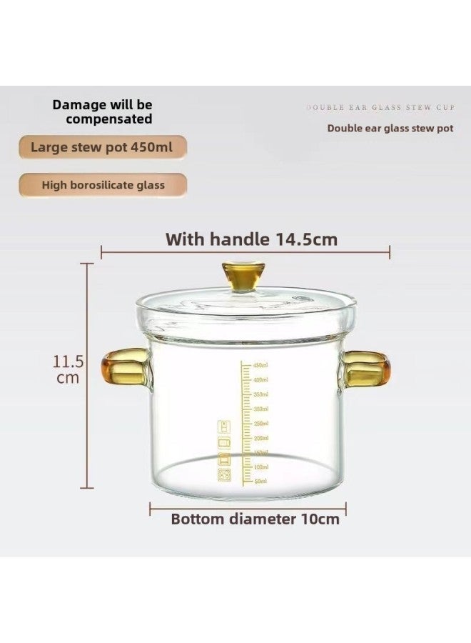 High Temperature Resistant Glass Stew Pot Steamed Egg Bowl Lead-free High Borosilicate Glass Tableware Household Baby Baby Special Double Ear Pot-Specifications:About-Capacity:401-500ml - Image 3