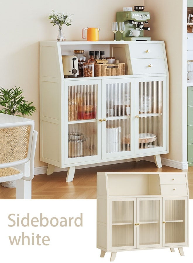 TAPIT Sideboard Buffet Cabinet with Storage Kitchen Storage Cabinet Coffee cabinet with Door Floor Standing Coffee Bar Table Organizer cabinet Kitchen Living Room Dining Room (White 98 * 32 * 95cm) - Image 1