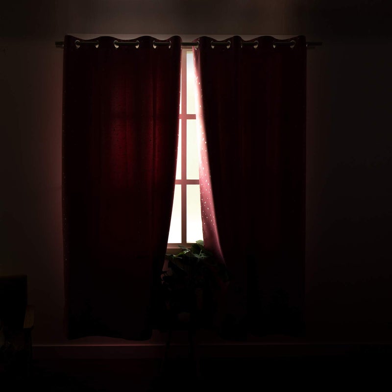 BGment Pink Star Blackout Curtains for Kid's Bedroom - Grommet Thermal Insulated Room Darkening Printed Curtains for Girl Room  Set of 2 Panels  38 x 84 Inch - Image 4