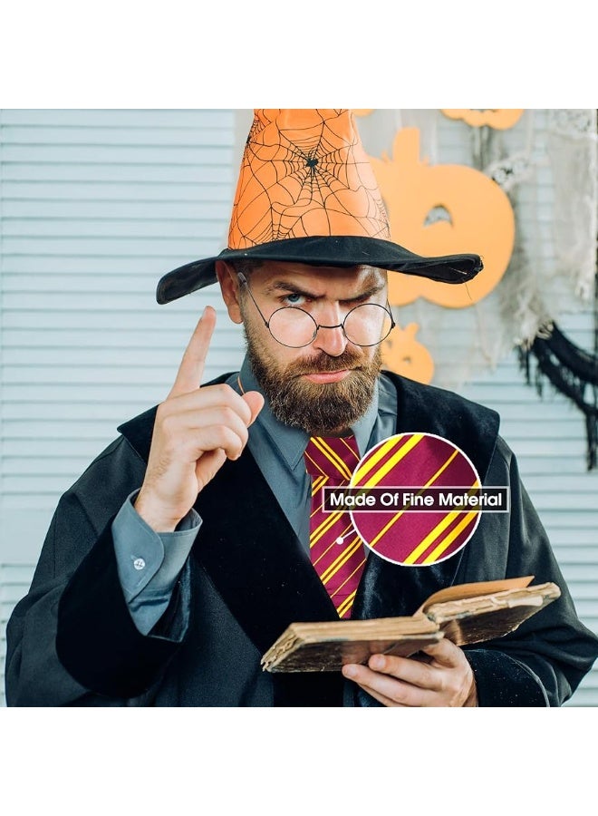 Skeleteen Wizard Glasses and Tie - Maroon And Gold Dress Up Tie and Black Round Glasses Set - 1 Pair - Image 1