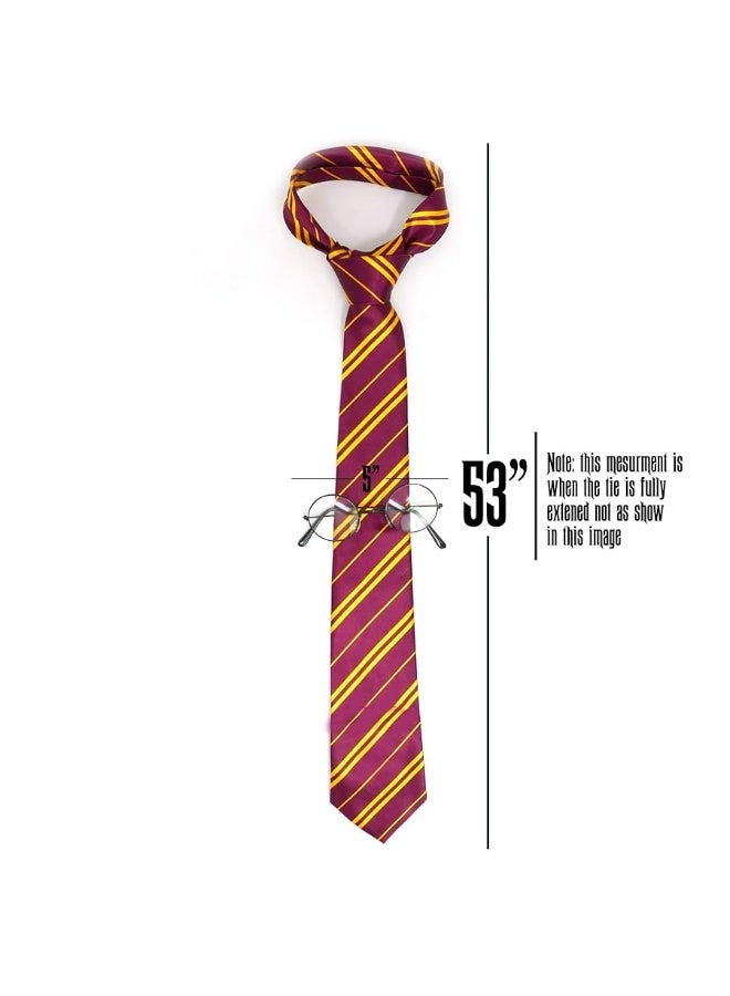 Skeleteen Wizard Glasses and Tie - Maroon And Gold Dress Up Tie and Black Round Glasses Set - 1 Pair - Image 3