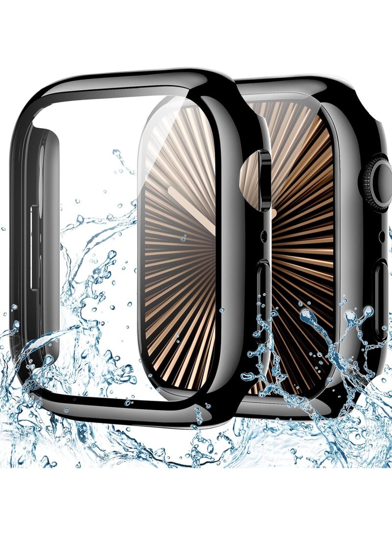 Full-Body Waterproof Protective Case for Apple Watch Series 10 46mm  Tempered Glass Screen Protector with Hard PC Bumper Slim Matte Black Design Compatible with iWatch Accessories  - Image 1