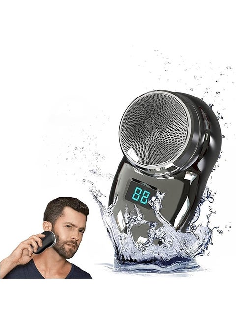 Mini Electric Shaver, Portable Shavers for Men, Rechargeable Electric Razor for Men, Pocket Size, Wet and Dry, Easy One-Button Use, Suitable for Home, Travel, Car, and Gifts (Black)