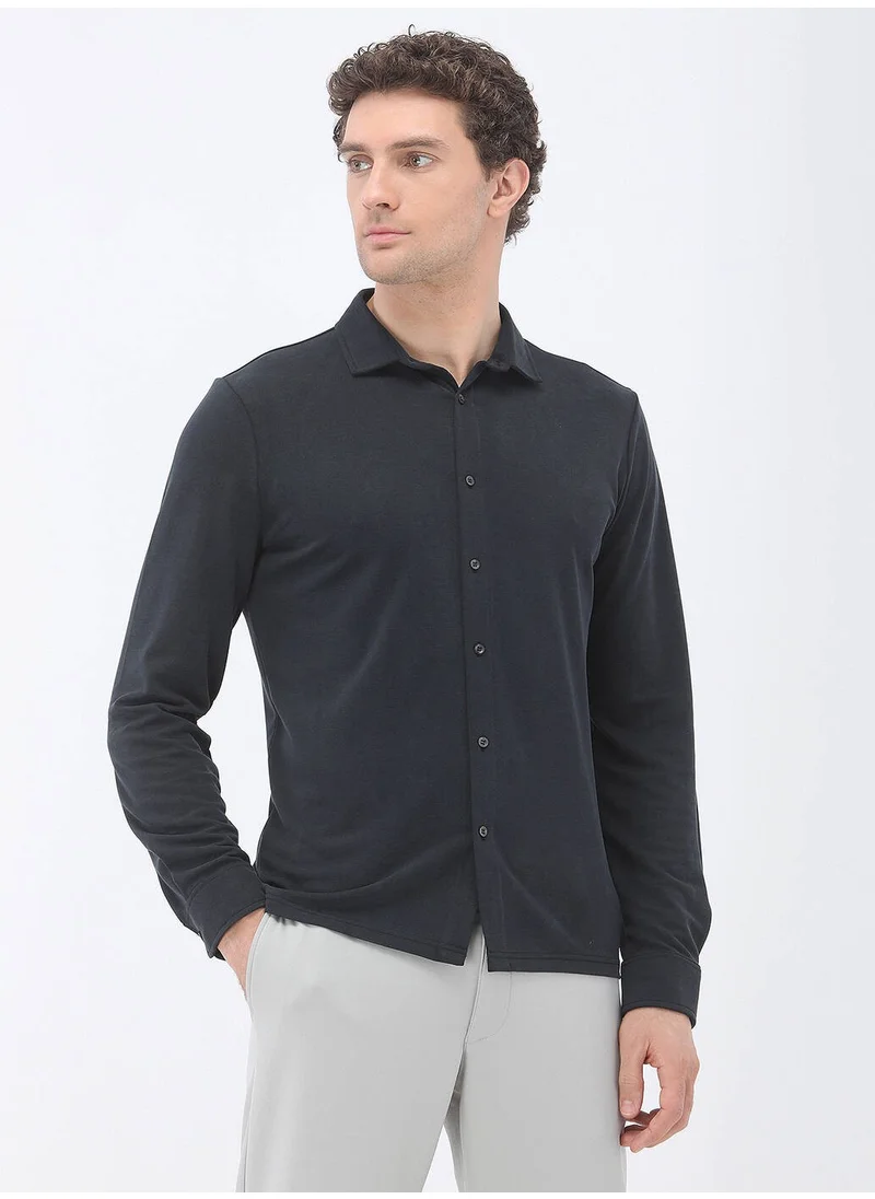 Kip Navy Blue Regular Fit Casual Shirt