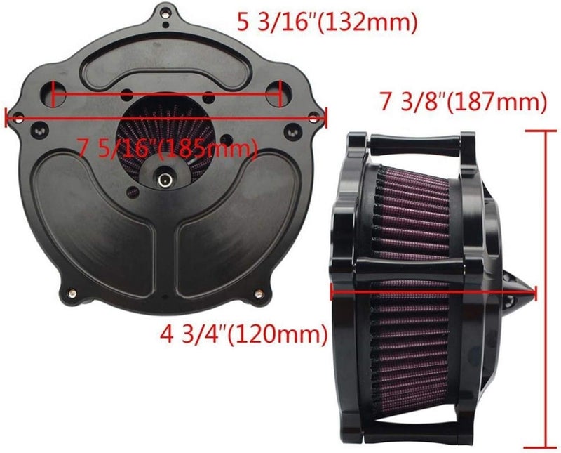 Wivplex Black Turbine Spike Air Filter for Harley Motorcycles - Image 2