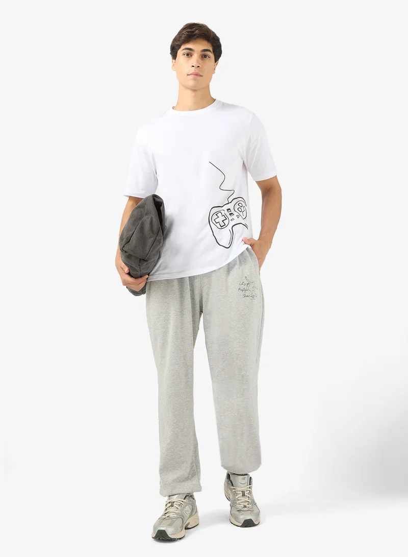Seventy Five Basics Graphic Print Elastic Hem Joggers