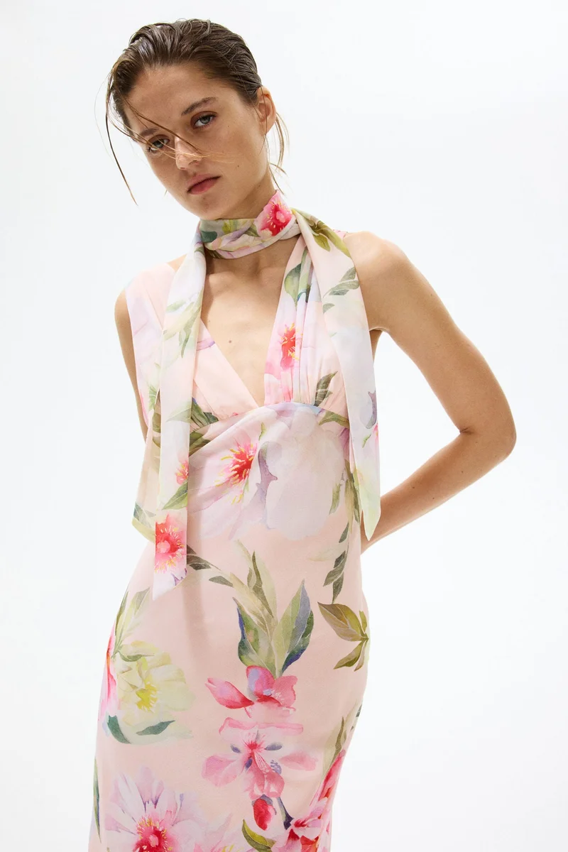 H&M Scarf-detail chiffon dress