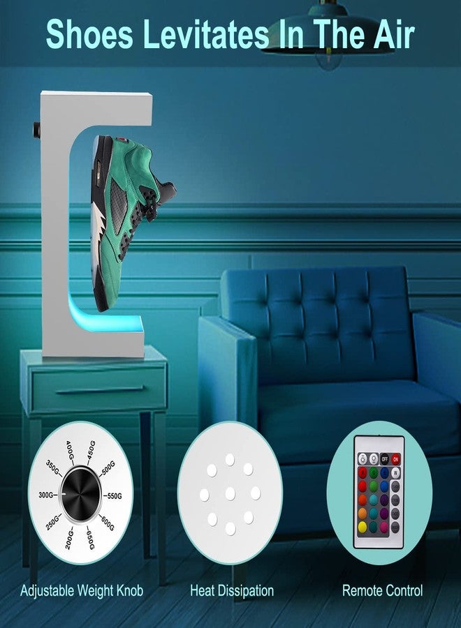 UVEHAS Magnetic Levitating Shoe Display Stand Floating Sneaker Rack with LED Light Rotation Magnetic Levitation Holder Stand for Shoes Collectors Shoe Store Show Home Decoration - Image 3
