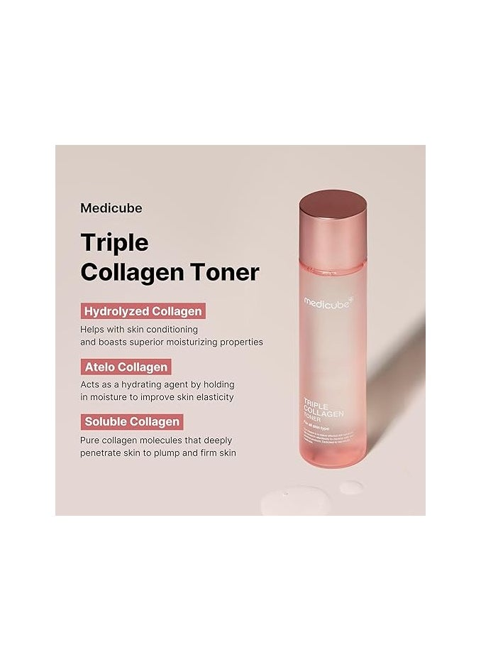Medicube medicube Triple Collagen Toner - Hydrolyzed, Atelo, & Soluble Collagen for Deep Hydration & Plump Skin - Fast-Absorbing Formula for All-Day Suppleness, Korean Skincare (4.73 fl.oz.)  - Image 2