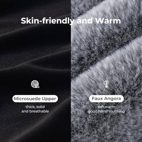 HomeTop Women's Classic Microsuede Memory Foam Slippers Durable Rubber Sole with Warm Faux Fur Collar (5-6 M, Black) - Image 5