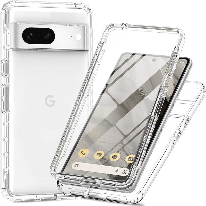 زيني غطاء لهاتف Google Pixel 7، حماية صدمات 360 درجة مع حماية شاملة وواقي شاشة مدمج، غطاء خارجي متين بإطار، كريستال - Image 1