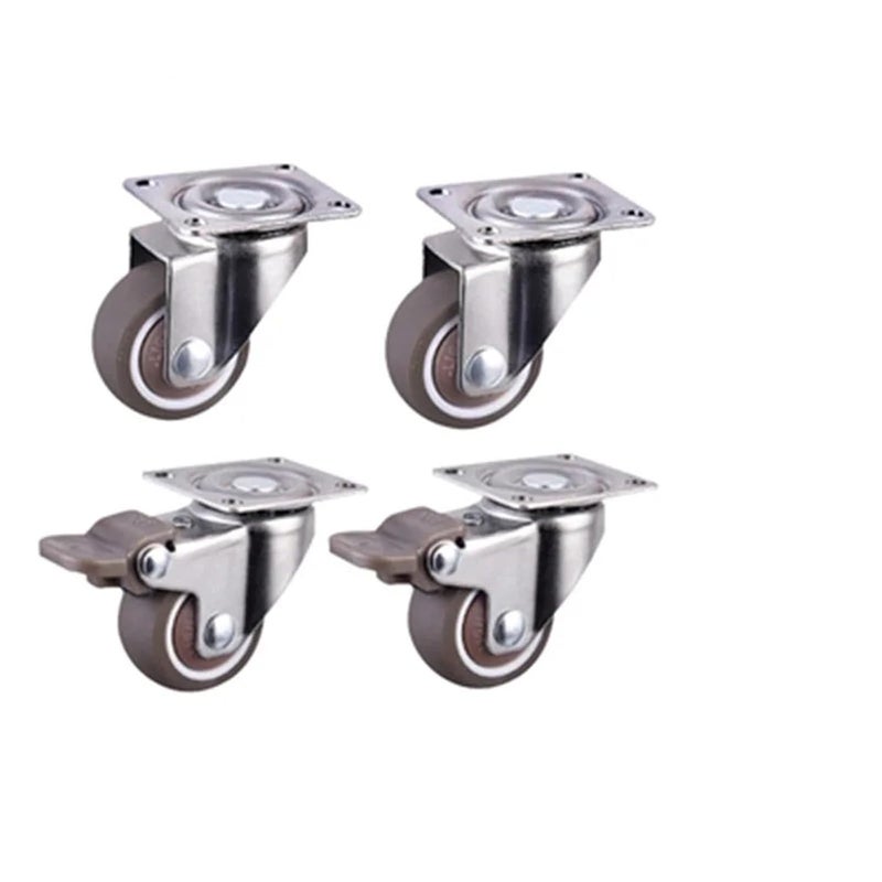 4Pcs 2.0 Inch Soft Rubber Swivel Caster Wheels Silver for Furniture Trolley Chair - Image 2