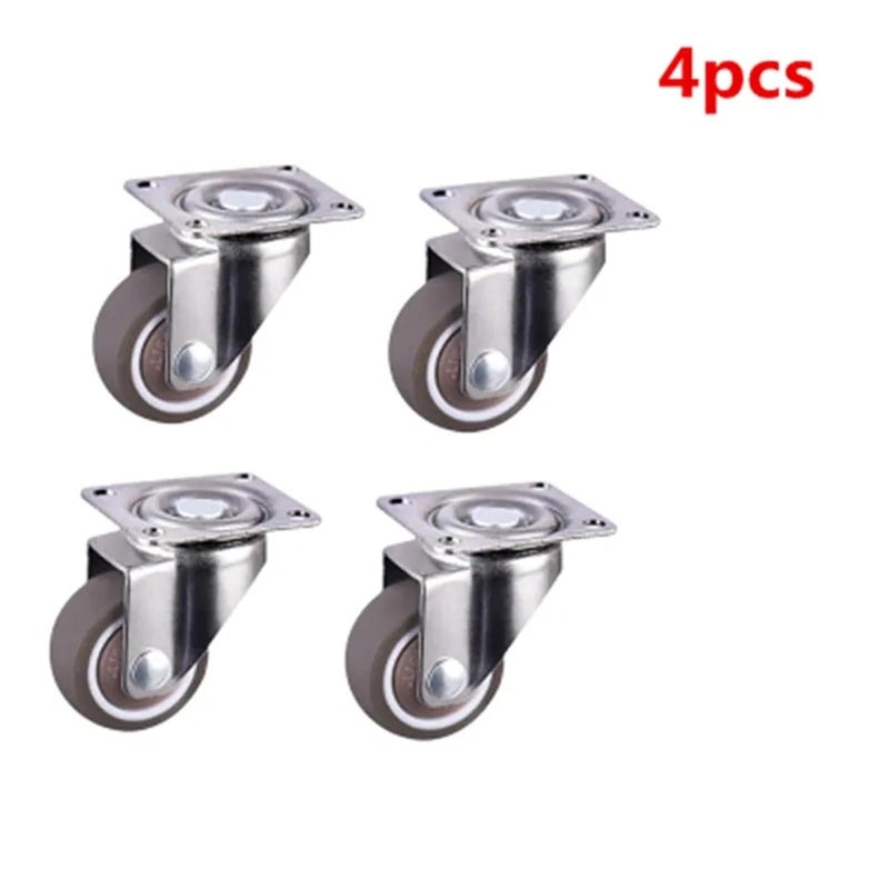 4Pcs 2.0 Inch Soft Rubber Swivel Caster Wheels Silver for Furniture Trolley Chair - Image 4