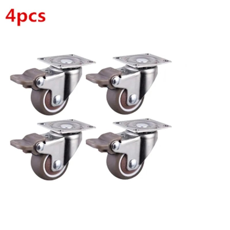 4Pcs 2.0 Inch Soft Rubber Swivel Caster Wheels Silver for Furniture Trolley Chair - Image 3
