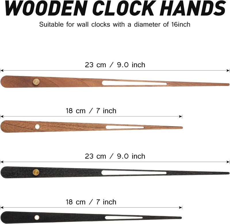 Jadive 2 Pcs High Torque Long Shaft Clock Movement Mechanism with Wooden Clock Hands for DIY Repair Parts Replacement(Fit for 16'' Clock, 30 mm Shaft) - Image 3