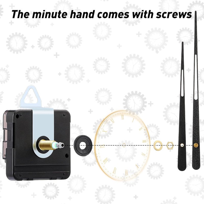 Jadive 2 Pcs High Torque Long Shaft Clock Movement Mechanism with Wooden Clock Hands for DIY Repair Parts Replacement(Fit for 16'' Clock, 30 mm Shaft) - Image 4