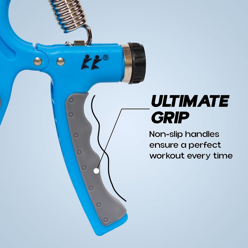 KONEX Hand Gripper with Counter (5-60 kg) Blue Anti-Slip Grip Strengthener - Image 5