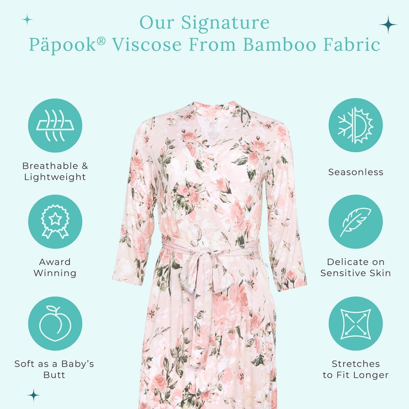 Posh Peanut Mommy Robe for Maternity, Labor Delivery Soft Nursing Lounge Wear, Viscose from Bamboo (Vintage Pink Rose - Robe - Small/Medium 0-6) - Image 5