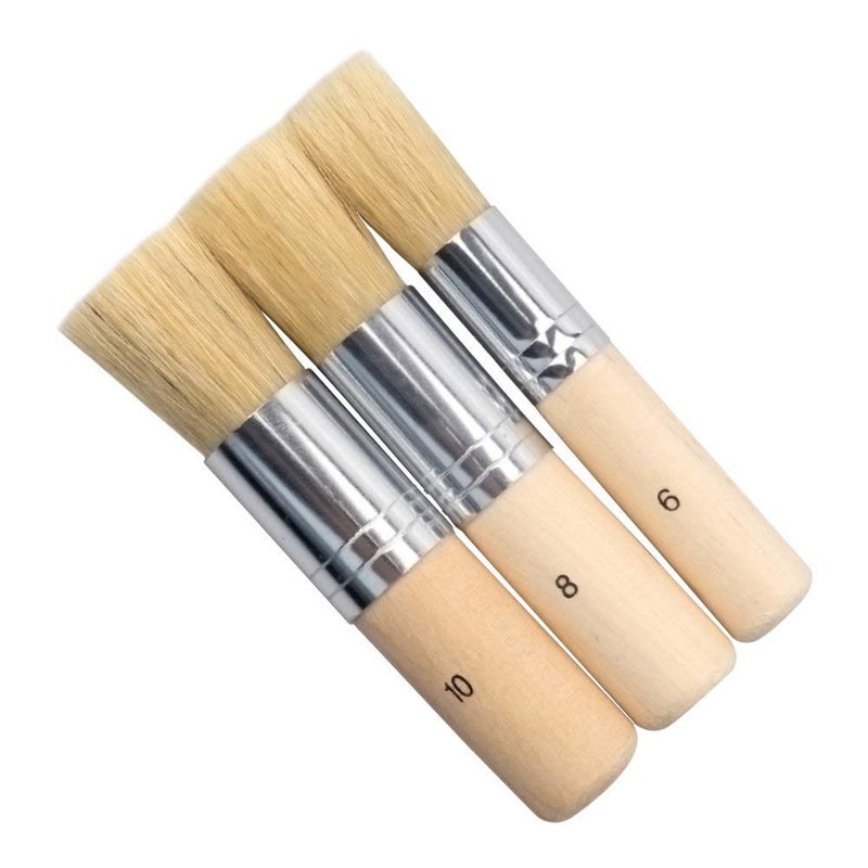 deziine Deziine Wooden Stencil Brush, Natural Bristle Brushes Perfect for Acrylic Painting, Oil Painting, Watercolor Painting, Stencil Project, Card Making and DIY Art Crafts (Set of 3).  - Image 2