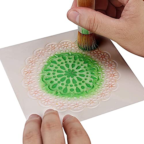 deziine Deziine Wooden Stencil Brush, Natural Bristle Brushes Perfect for Acrylic Painting, Oil Painting, Watercolor Painting, Stencil Project, Card Making and DIY Art Crafts (Set of 3).  - Image 5