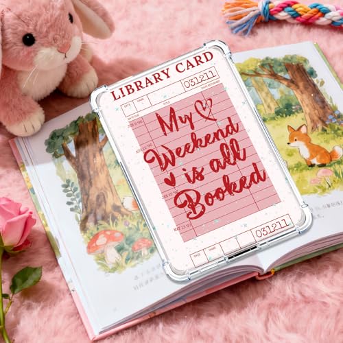 Rngmsi Insert Cardstock for Clear Case - 12 Pcs Library Card Cardstock Inserts Compatible with Kindle Paperwhite 11th-12th, 6.9"X4.8" Pink Bookish Papers for E-Reader Clear Back Cover Accessories - Image 5