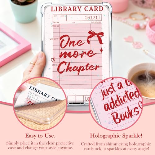 Rngmsi Insert Cardstock for Clear Case - 12 Pcs Library Card Cardstock Inserts Compatible with Kindle Paperwhite 11th-12th, 6.9"X4.8" Pink Bookish Papers for E-Reader Clear Back Cover Accessories - Image 4